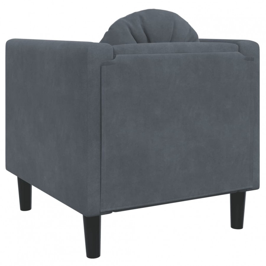 Fauteuil avec coussin gris foncé velours