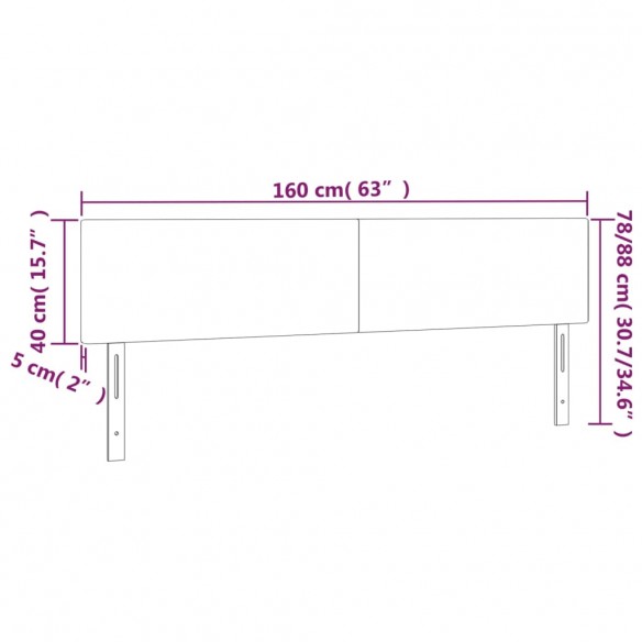 Têtes de lit 2 pcs Gris clair 80x5x78/88 cm Velours