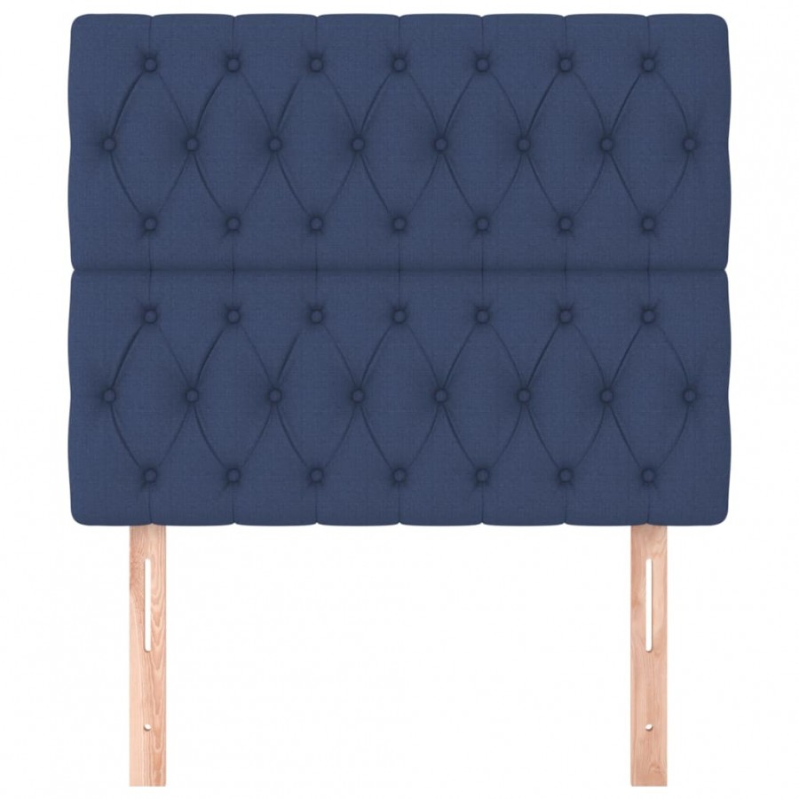 Têtes de lit 2 pcs Bleu 100x7x78/88 cm Tissu