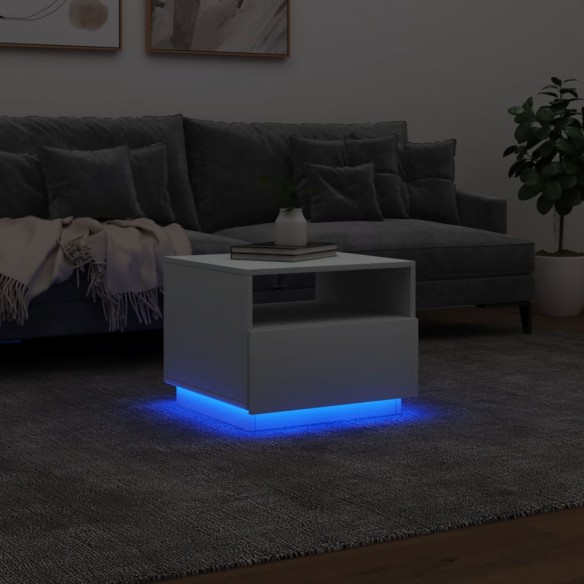 Table basse avec lumières LED blanc 50x49x40 cm