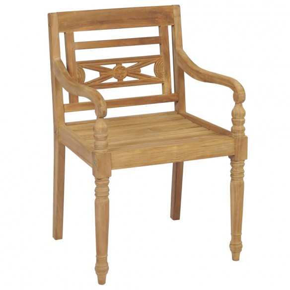 Chaises Batavia 2 pcs avec coussins verts Bois de teck massif