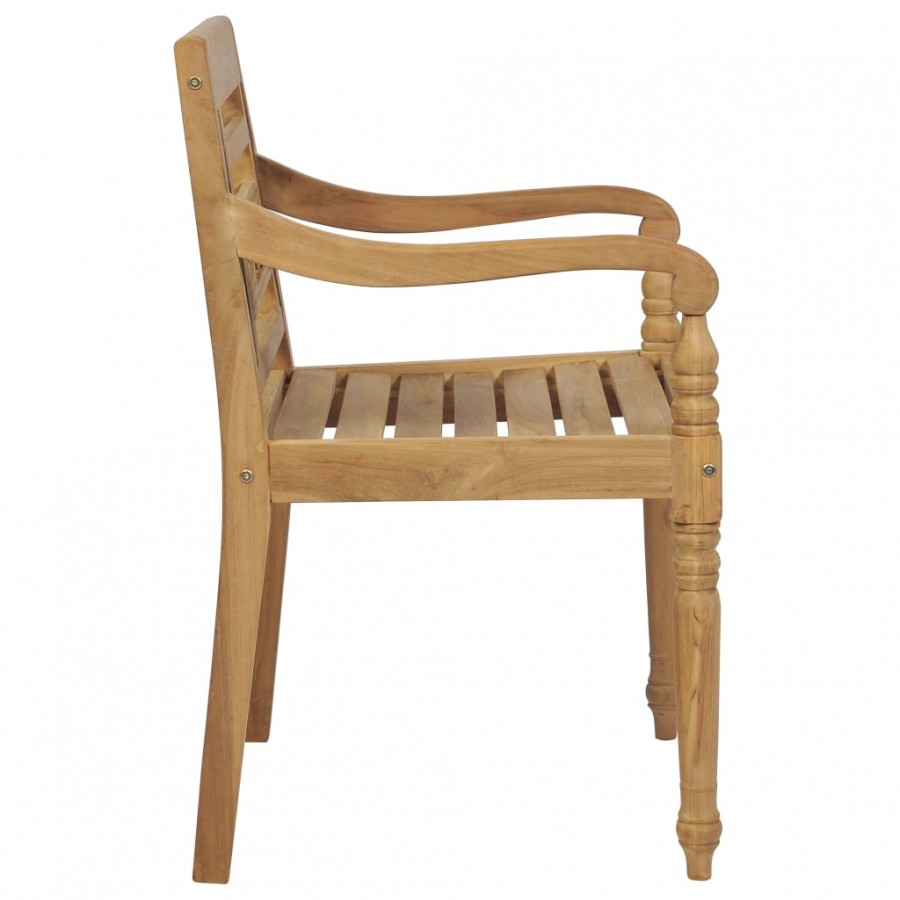 Chaises Batavia 2 pcs avec coussins verts Bois de teck massif