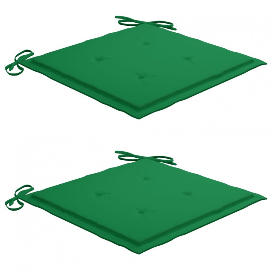 Chaises Batavia 2 pcs avec coussins verts Bois de teck massif