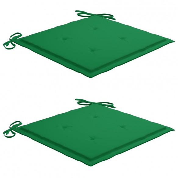 Chaises Batavia 2 pcs avec coussins verts Bois de teck massif