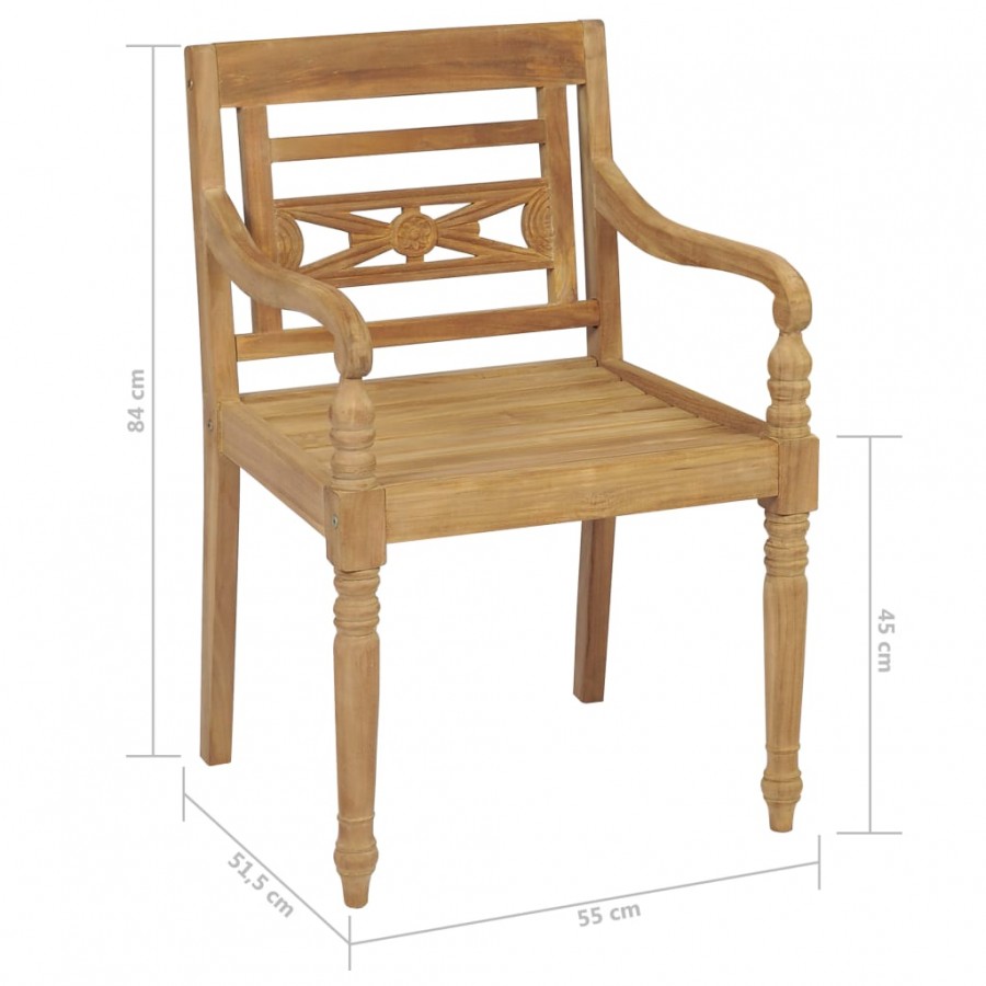 Chaises Batavia 2 pcs avec coussins verts Bois de teck massif