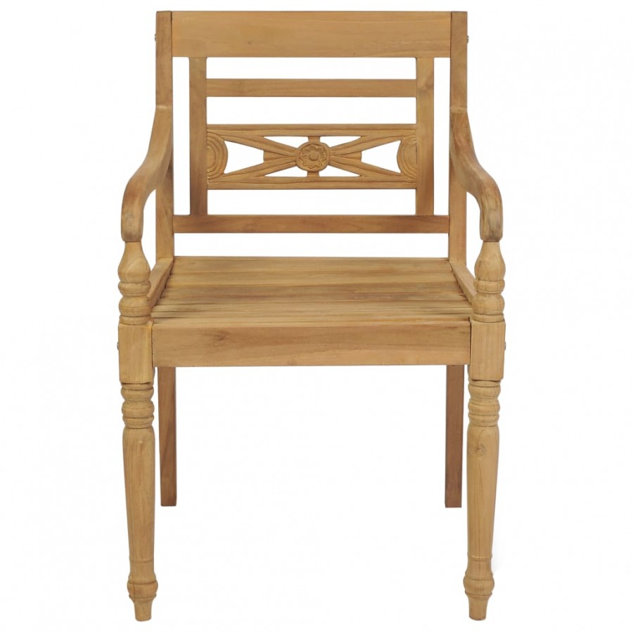 Chaises Batavia 2 pcs avec coussins rouges Bois de teck massif