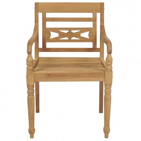 Chaises Batavia 2 pcs avec coussins rouges Bois de teck massif