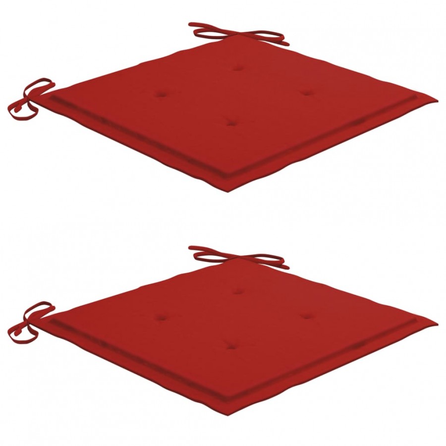 Chaises Batavia 2 pcs avec coussins rouges Bois de teck massif