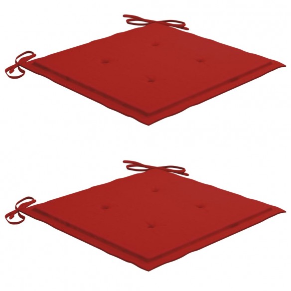 Chaises Batavia 2 pcs avec coussins rouges Bois de teck massif
