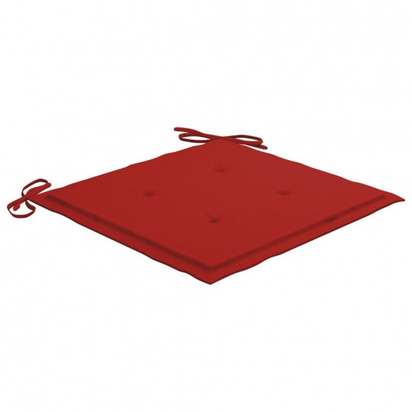 Chaises Batavia 2 pcs avec coussins rouges Bois de teck massif
