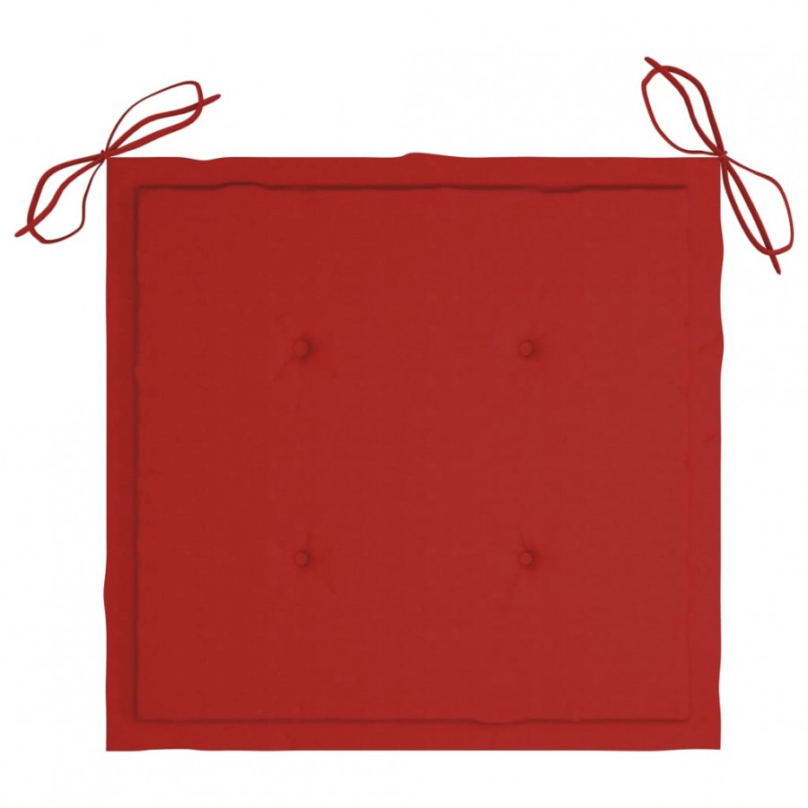 Chaises Batavia 2 pcs avec coussins rouges Bois de teck massif