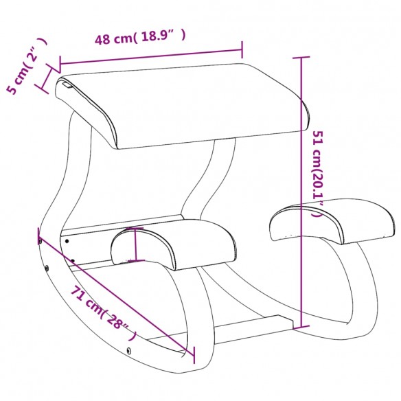 Chaise assis-genoux crème 48x71x51 cm contreplaqué de bouleau