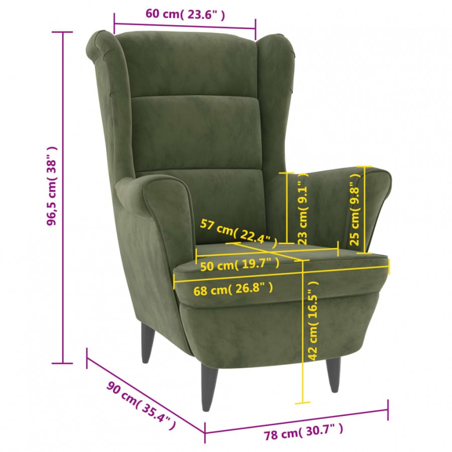 Fauteuil vert clair velours
