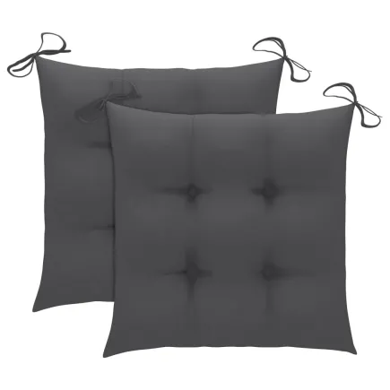 Chaise à bascule avec coussin anthracite Bois de teck solide 2