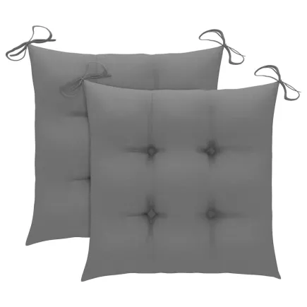 Chaise à bascule avec coussin gris Bois de teck solide 2