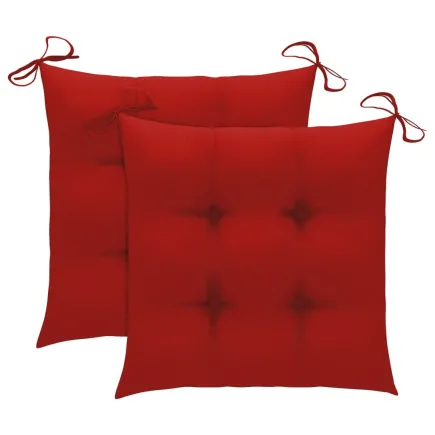 Chaise à bascule avec coussin rouge Bois de teck solide 2