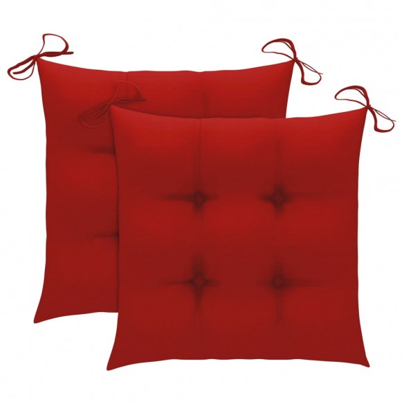 Chaise à bascule avec coussin rouge Bois de teck solide