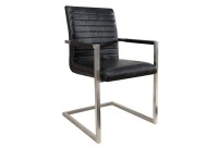 Lot de 4 chaises designe en simili cuir noir et métal