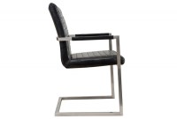 Lot de 4 chaises designe en simili cuir noir et métal
