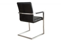 Lot de 4 chaises designe en simili cuir noir et métal