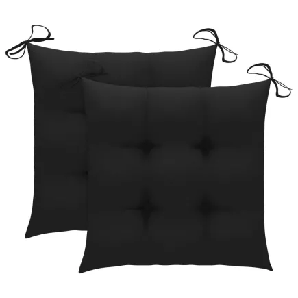 Chaise à bascule avec coussin noir Bois de teck solide 2