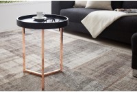 Table d'appoint design en bois noir / métal cuivré