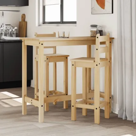 Chaises de bar 2 pcs bois de pin solide