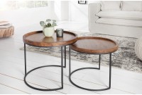 Tables d'appoint GIGOGNE en bois massif et métal