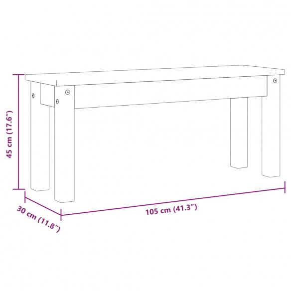 Banc à manger Panama gris 105x30x45 cm bois massif de pin