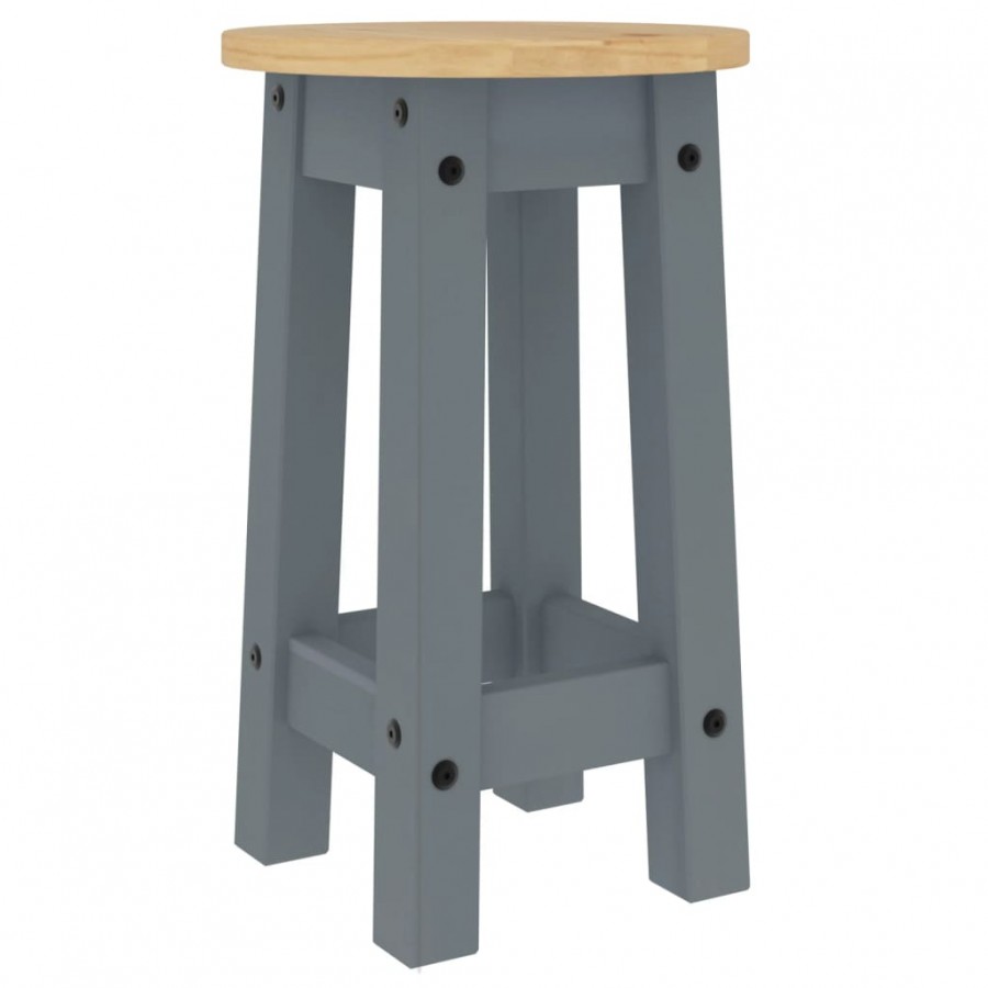 Tabourets de bar lot de 2 gris bois massif de pin
