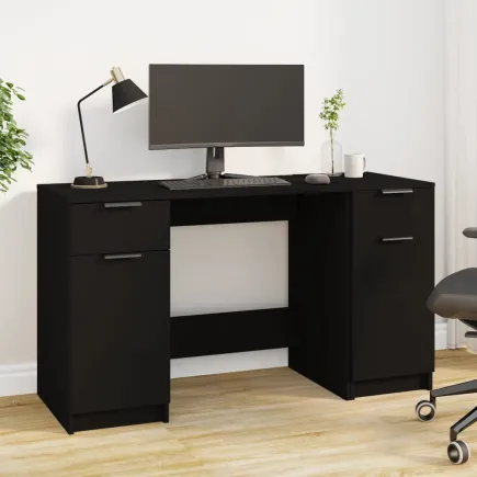 Bureau avec armoire latérale Noir 