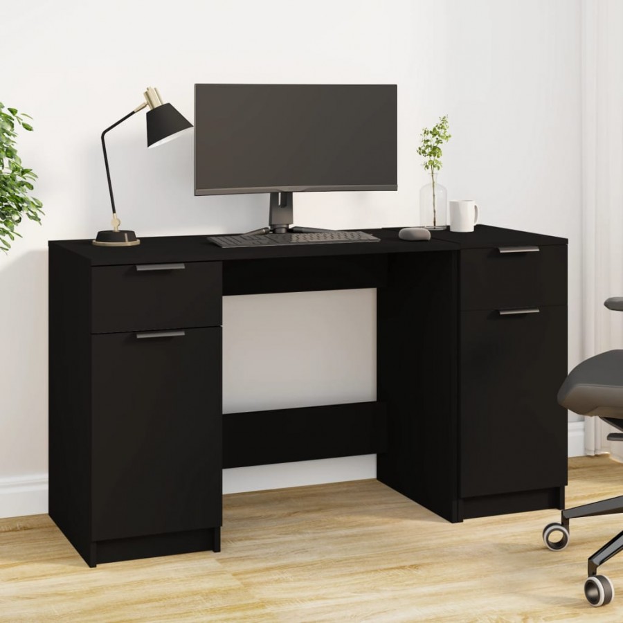 Bureau avec armoire latérale Noir 