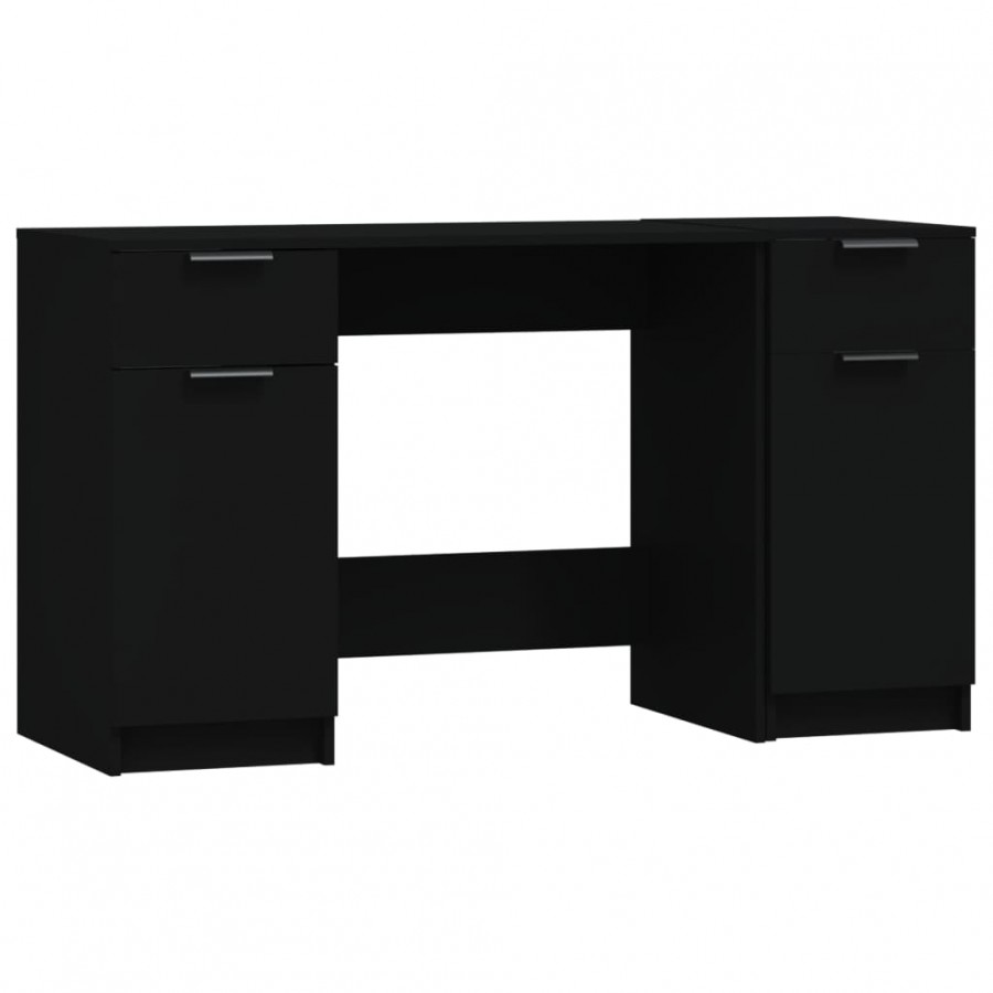Bureau avec armoire latérale Noir 