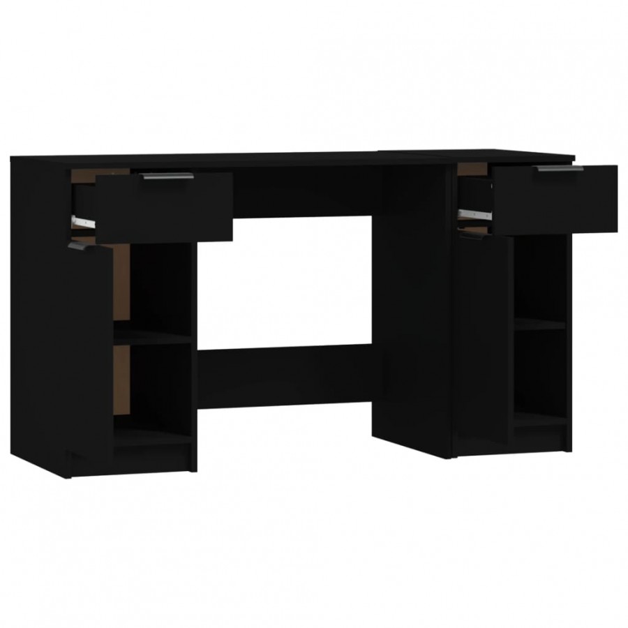 Bureau avec armoire latérale Noir 