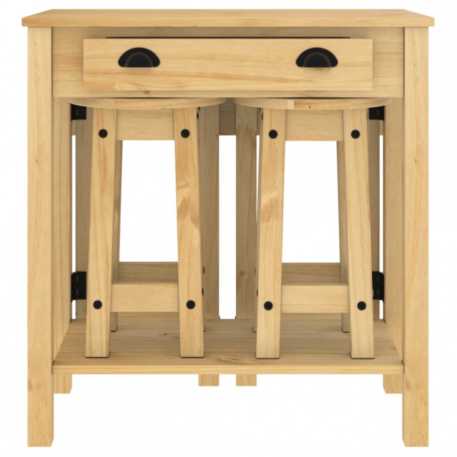 Ensemble de bar 5 pcs Bois de pin massif