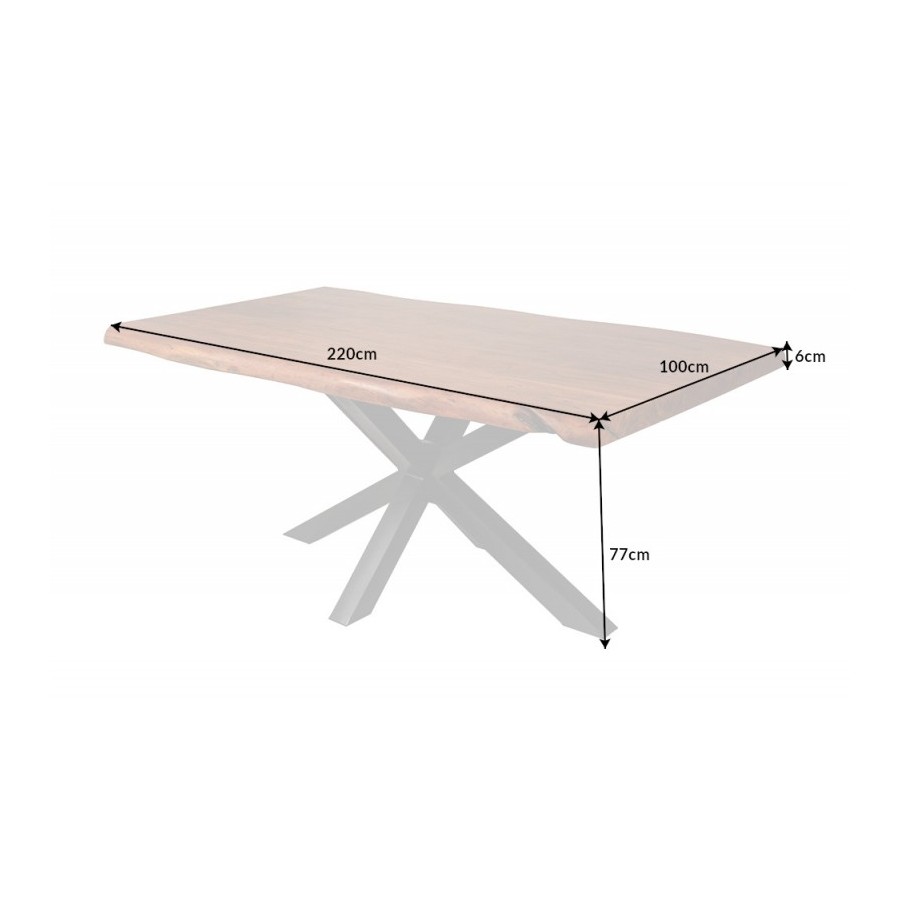 Table en Bois Massif 180cm avec Pieds Mikado en Métal Noir