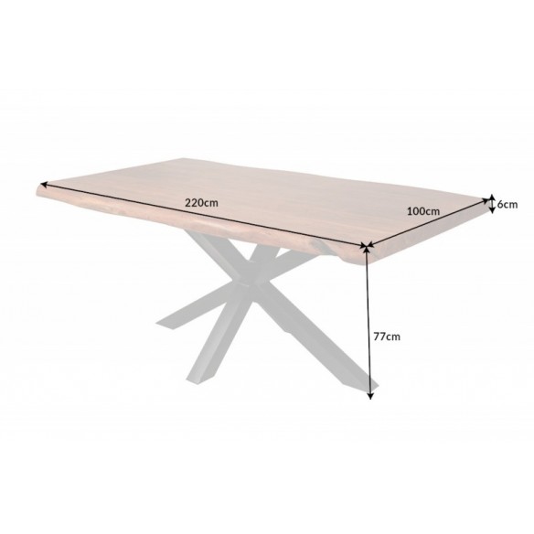Table en Bois Massif 180cm avec Pieds Mikado en Métal Noir