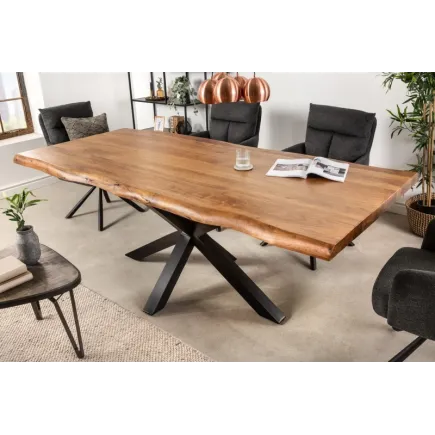 Table en Bois Massif 180cm avec Pieds Mikado en Métal Noir 2