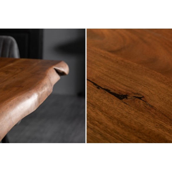 Table en Bois Massif 180cm avec Pieds Mikado en Métal Noir