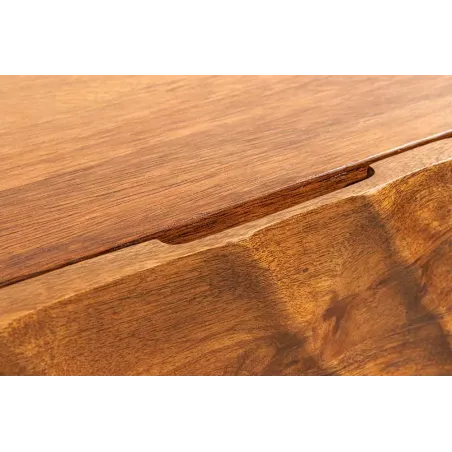 Buffet mural SCORPION 180 cm – Bois massif de manguier brun, façade 3D sculptée à la main