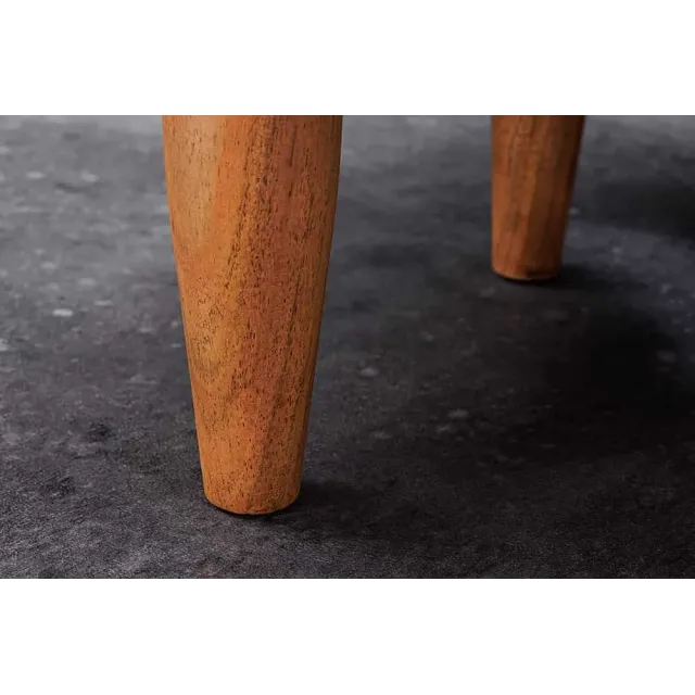 Meuble TV en bois massif d’acacia 145 cm – Finition miel rétro avec poignées dorées