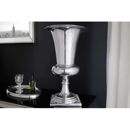 Vase design GOAL 75 cm – Argenté en aluminium poli, vase ou cache-pot décoratif