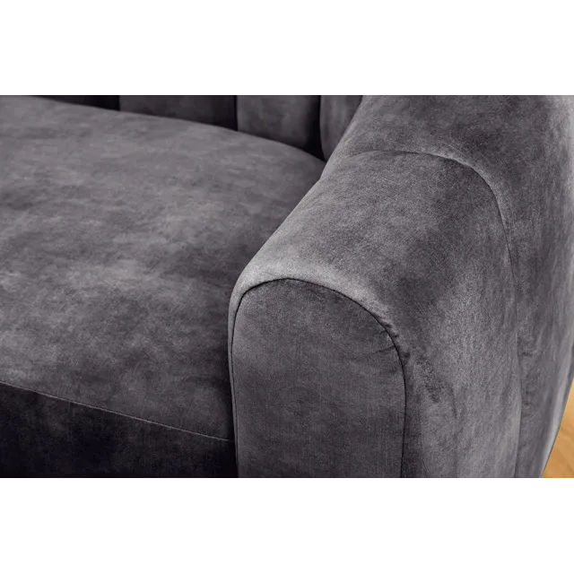 Canapé 3 places BABYLON 200 cm – Velours anthracite avec surpiqûres décoratives
