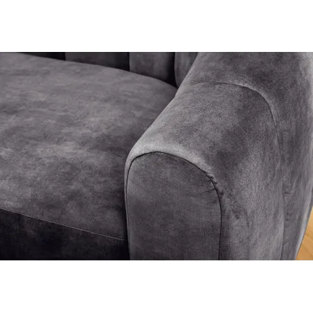 Canapé 3 places BABYLON 200 cm – Velours anthracite avec surpiqûres décoratives
