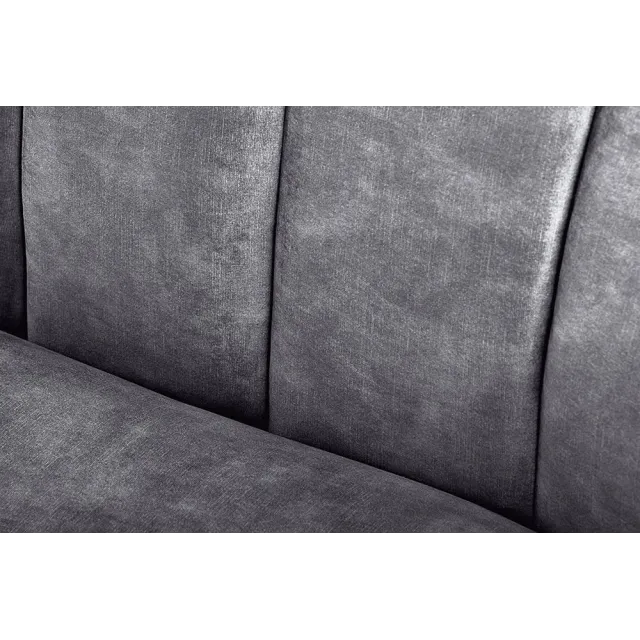 Canapé 3 places BABYLON 200 cm – Velours anthracite avec surpiqûres décoratives
