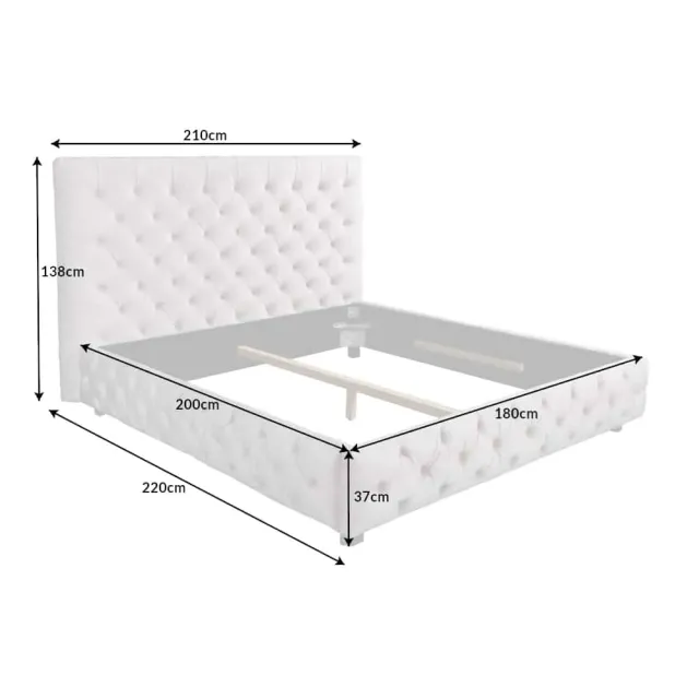 Design Boxbett PARIS 180x200cm – Lit double Chesterfield en lin beige