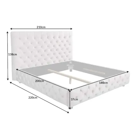 Design Boxbett PARIS 180x200cm – Lit double Chesterfield en lin beige