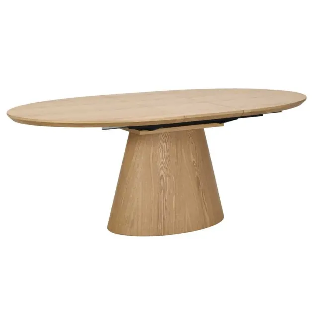 Table à manger extensible UNIQUE 160–200 cm – Chêne naturel avec pied central au design élégant