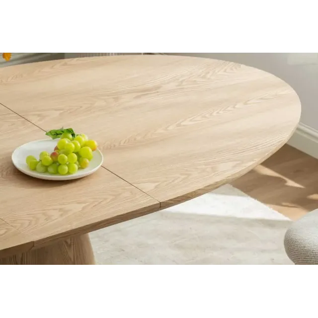 Table à manger extensible UNIQUE 160–200 cm – Chêne naturel avec pied central au design élégant