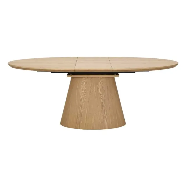 Table à manger extensible UNIQUE 160–200 cm – Chêne naturel avec pied central au design élégant